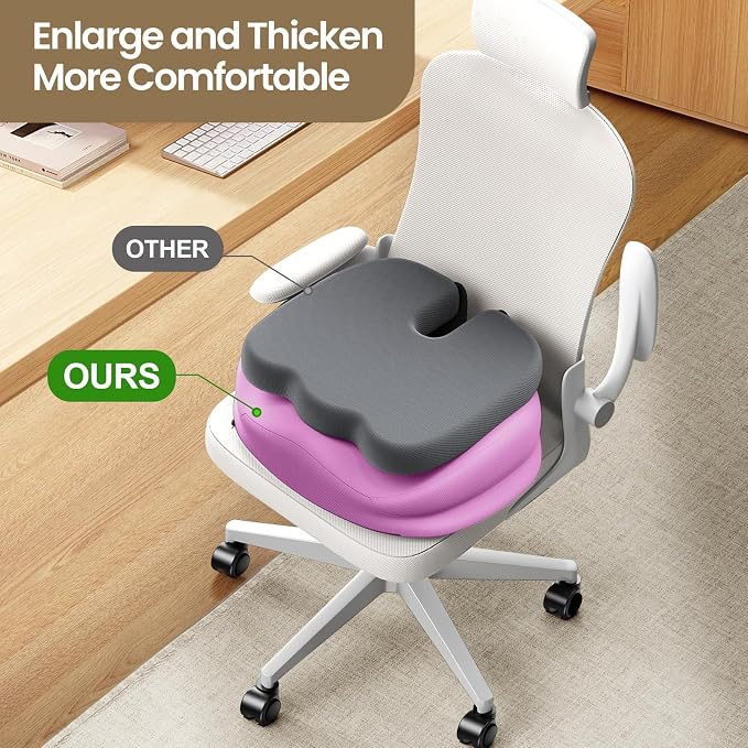 Benazcap Large Seat Cushion for Office Chair Memory Foam Coccyx Pain Relief - Image 3