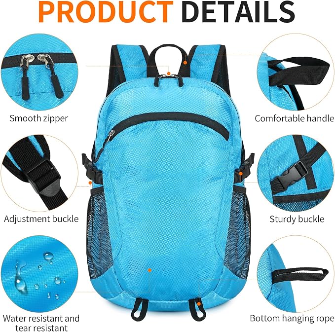 Small Hiking Daypack, 15L Waterproof Hiking Backpack Packable Lightweight - Image 6