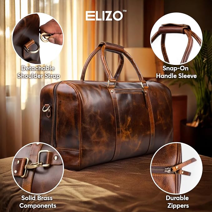 ELIZO Personalized Leather Duffle Bag - Image 4