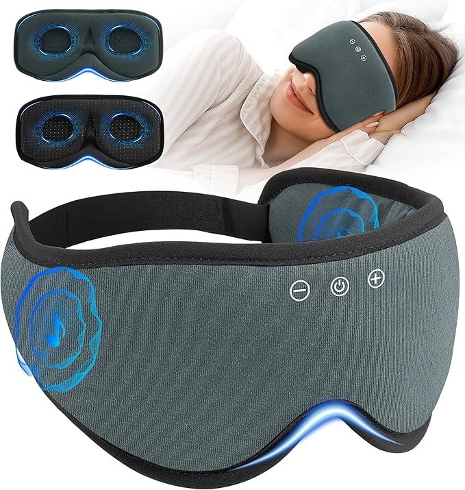 Bluetooth Sleep Mask, 2 in 1 Bamboo Cotton 3D Sleeping Headphones by AHUIARGY