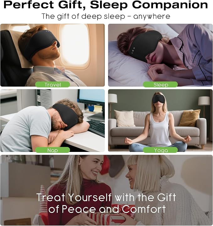 MUSICOZY Sleep Headphones with Bluetooth 5.4 Sleep Mask, Removable 3D Eye Cups - Image 8