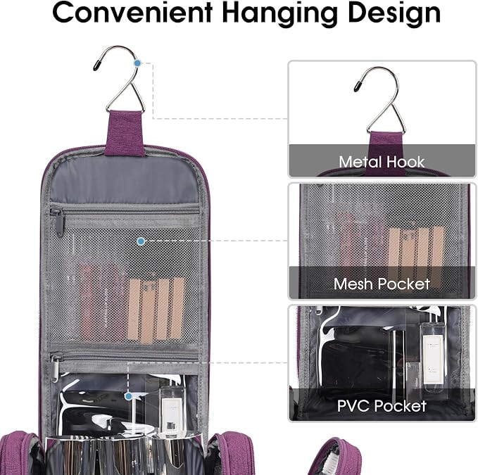 Narwey Hanging Toiletry Bag for Women Travel Makeup Bag Organizer Toiletries - Image 4
