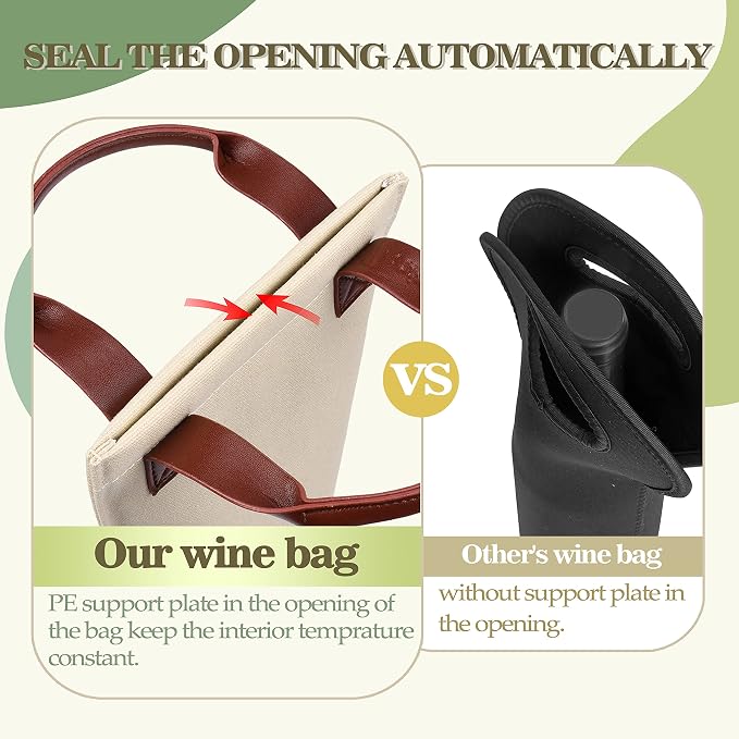 Tirrinia Single Wine Carrier Tote, Insulated Cooler Bag - Image 2