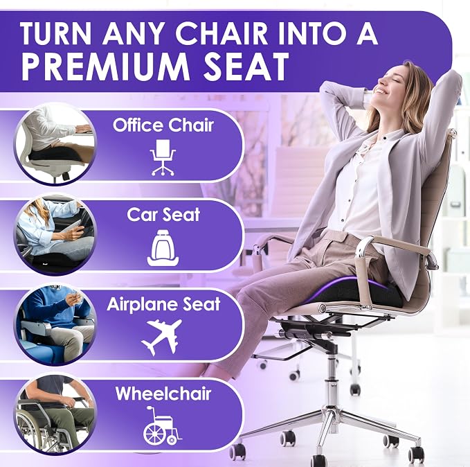 Pressure Relief Seat Cushion for Tailbone Pain – X Large Office Chair Cushion - Image 2