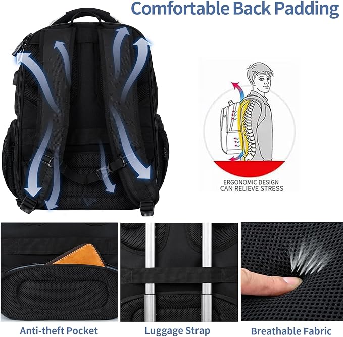 VANKEAN Travel Laptop Backpack 17.3 Inch TSA Friendly, Water-Repellent Anti - Image 5