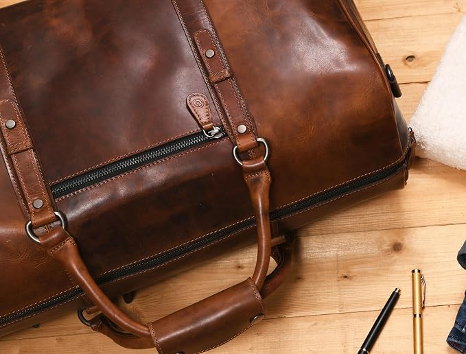 Leather Duffel Bag for Men & Women Travel, Gym Bag - Image 7