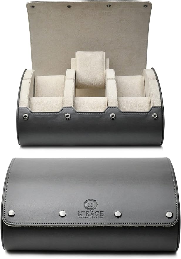 6 watch case box for travel and display organizer by MirageLuxuryTravel
