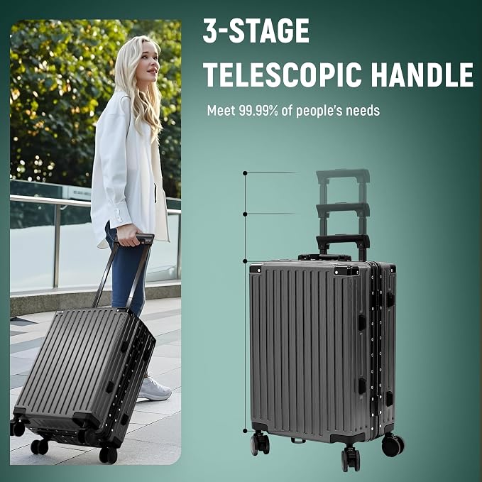 UrbanExporer 20 Inch Carry On Luggage Aluminum Frame Airline Approved, - Image 4