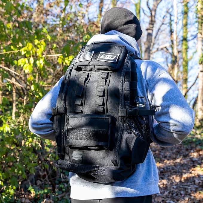 SERIOUS STEEL FITNESS Tactical Backpack and Gym Bag 1000D Nylon Black - Image 8