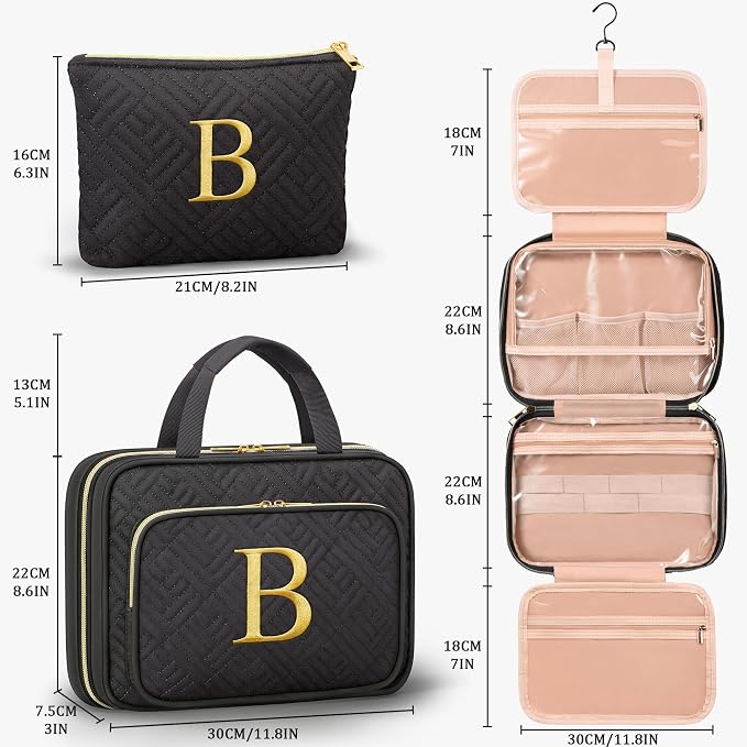 Personalized Gifts for Women, Initial Toiletry Bag Hanging Travel Organizer & - Image 2