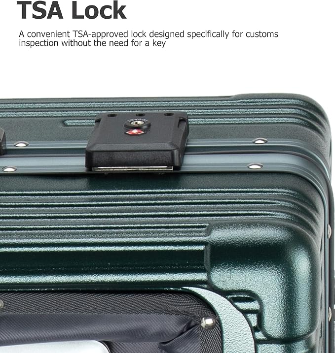 feilario 24in Aluminium Frame PC Hard Shell Spinner Wheels Luggage, Built-In - Image 7