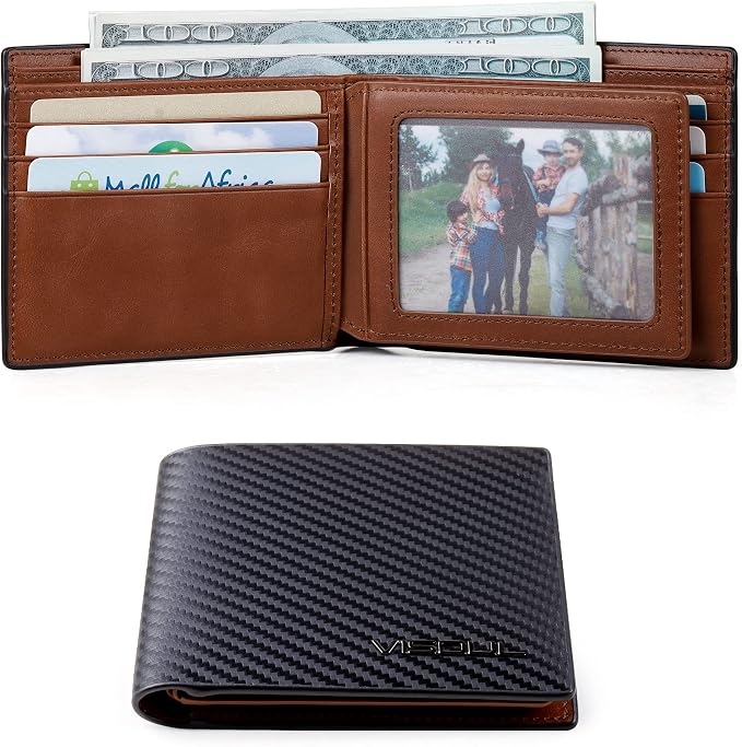 VISOUL Leather Mens Bifold RFID Blocking Wallet - Image 3