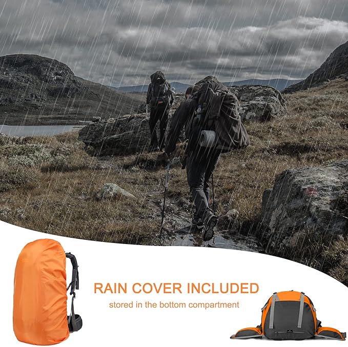 Loowoko 50L Hiking Backpack, Waterproof Camping Essentials Bag - Image 6