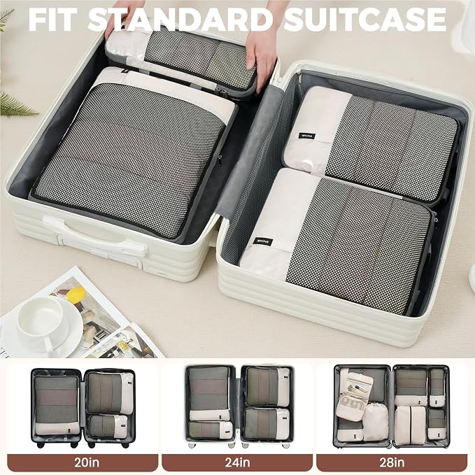BAGAIL 4 Set/6 Set/8 Set Compression Packing Cubes Travel Accessories - Image 7