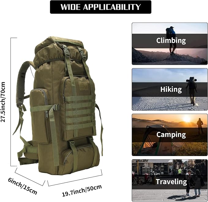 Hiking Backpack for Men 70L/100L Camping Backpack Military Rucksack Molle 3 - Image 5