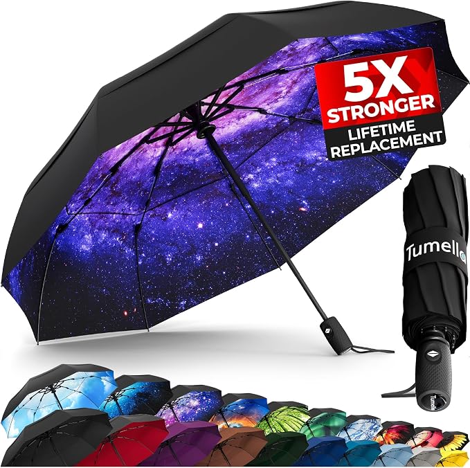 TUMELLA Strongest Windproof Travel Umbrella, Small Strong but Light Portable by Tumella