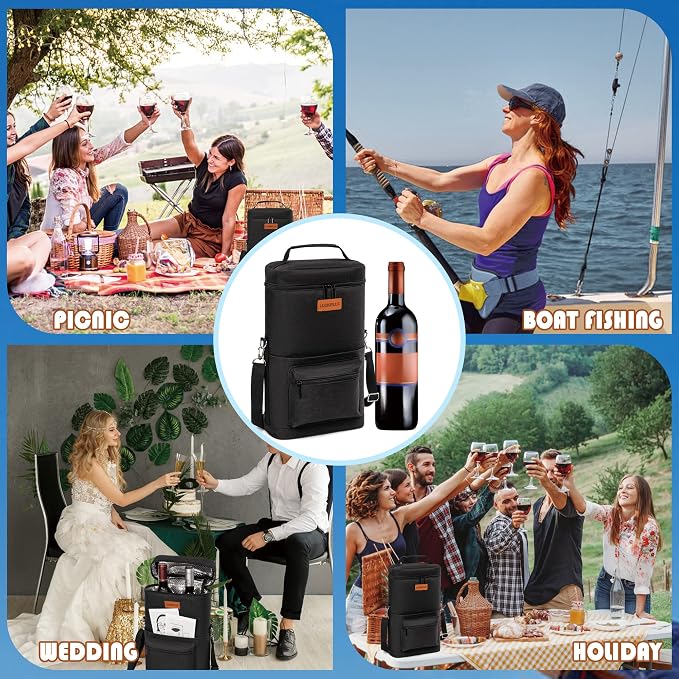 Insulated Wine Carrier Bag for 2 Bottles - Image 6