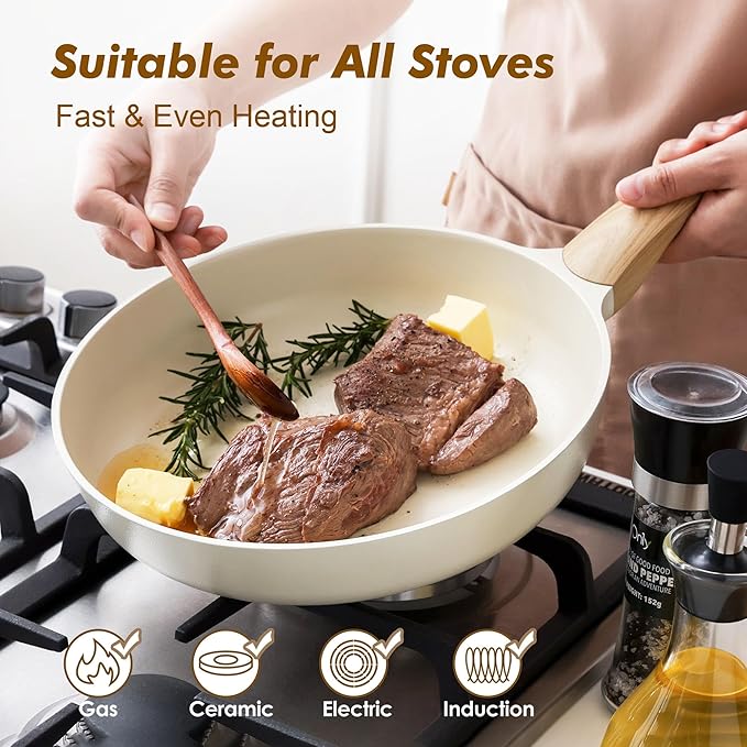 SENSARTE Ceramic Nonstick Frying Pan Skillet 9.5Inch Non Stick Omelette Pans - Image 3