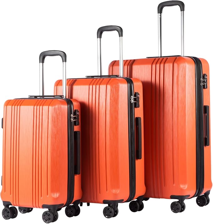 Coolife Luggage Expandable Suitcase PC+ABS 3 Piece Set by COOLIFE