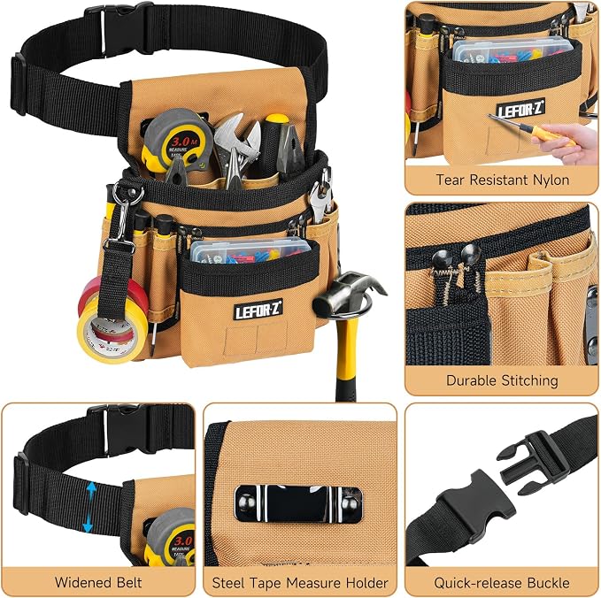 Tool Belt, Magnetic Tool Pouch, 14-Pockets Tool Belts - Image 6