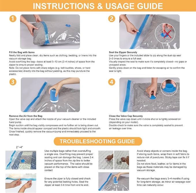 Vacuum Storage Bags with Electric Pump, 22 Pack Vacuum Seal Space Saver Bags - Image 7