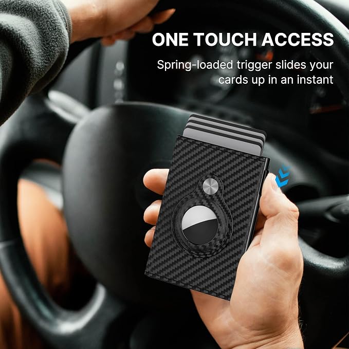 Mens Smart Wallet Card Holder for AirTag: Leather, Compatible - Image 4