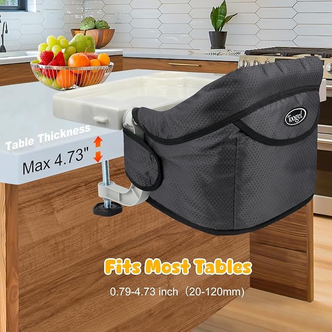 Hook On Chair with Removable Dining Tray, Portable Table High Chair, Folding - Image 2