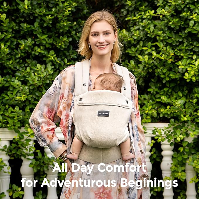 Momcozy Baby Carrier with Natural Cotton Linen, Built to Last, Ergonomic Design - Image 7