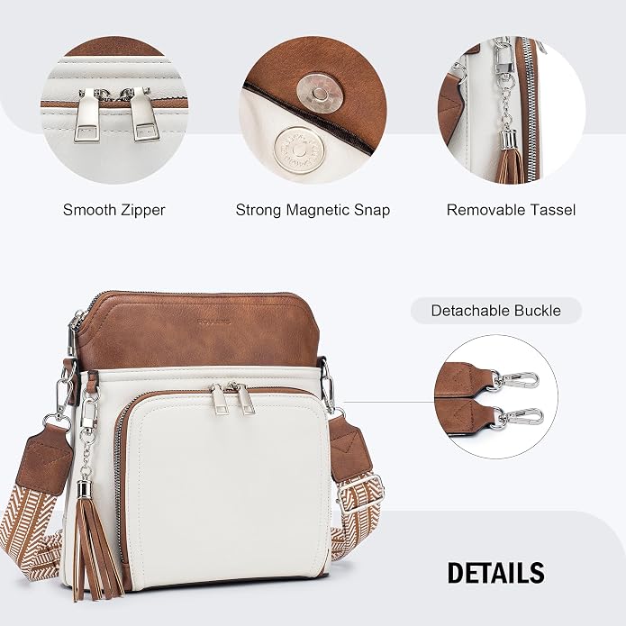 Crossbody Purse for Women, Lightweight Medium Crossbody Bag Soft Leather - Image 6