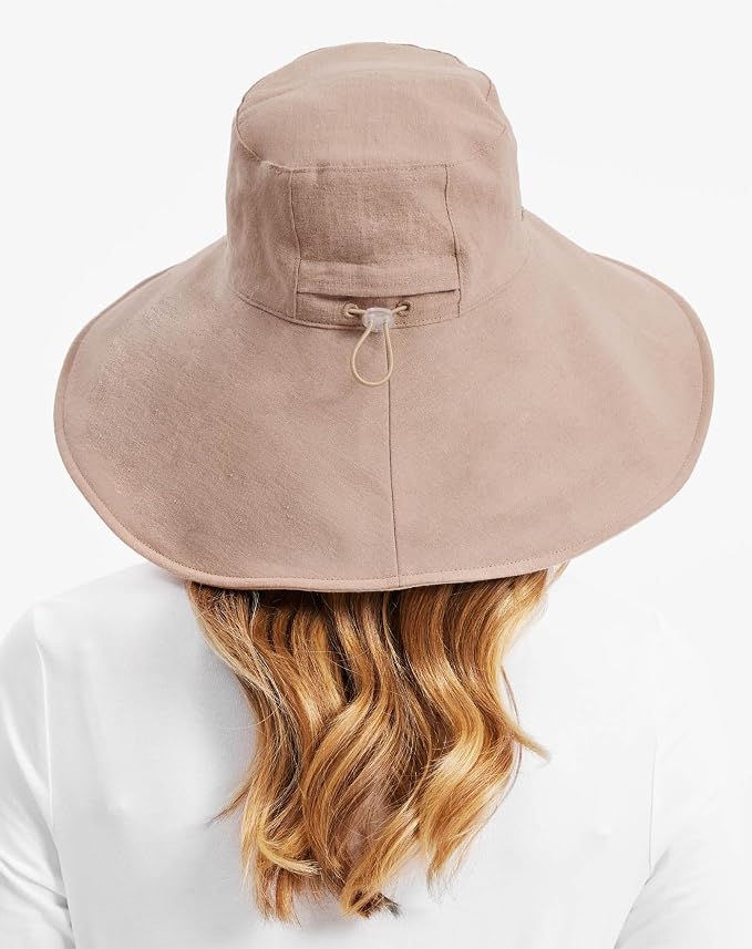 Solbari Women’s Ultra-Wide Cotton Linen Sun Hat UPF 50+, Adjustable - Image 5