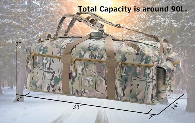 Large Military Duffle Bag Tactical Gear Load Out Bag Deployment Cargo Bag - Image 3