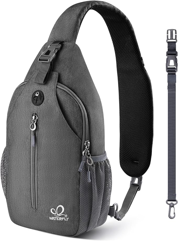 WATERFLY Crossbody Sling Backpack Sling Bag Travel Hiking Chest Bag Daypack by Waterfly