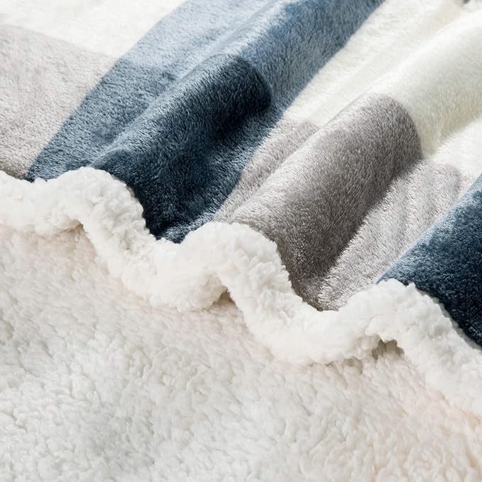 PU MEI Sherpa Fleece Throw Blanket 60" x 80" Reversible Plush Fluffy Large Big - Image 3