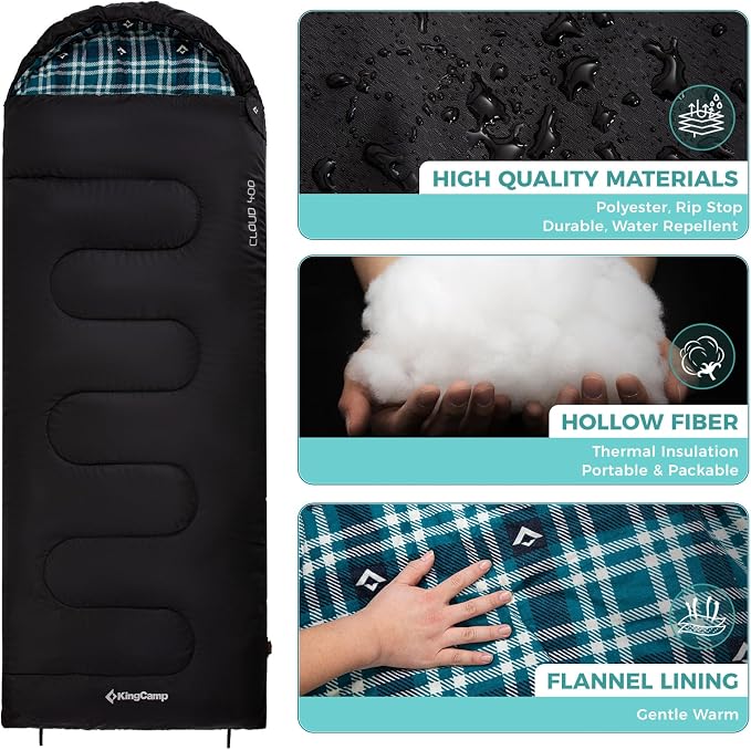 KingCamp Sleeping Bag for Adults, Cold Weather & Warm XL Big and Tall Flannel - Image 6