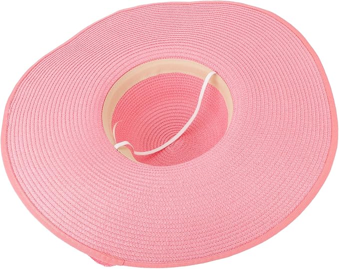 DRESHOW Beach Hats for Women Big Straw Wide Brim Summer Hat Floppy Foldable - Image 6