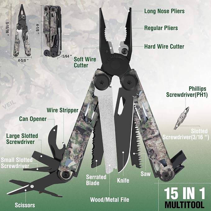FLISSA Multitool, 15-in-1 Multi Tool Pocket Knife - Image 3