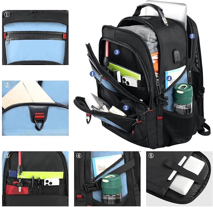 Z-MGKISS 18.4"-19" Extra Large Laptop Backpack, Water-Resistant Gaming Laptop - Image 3
