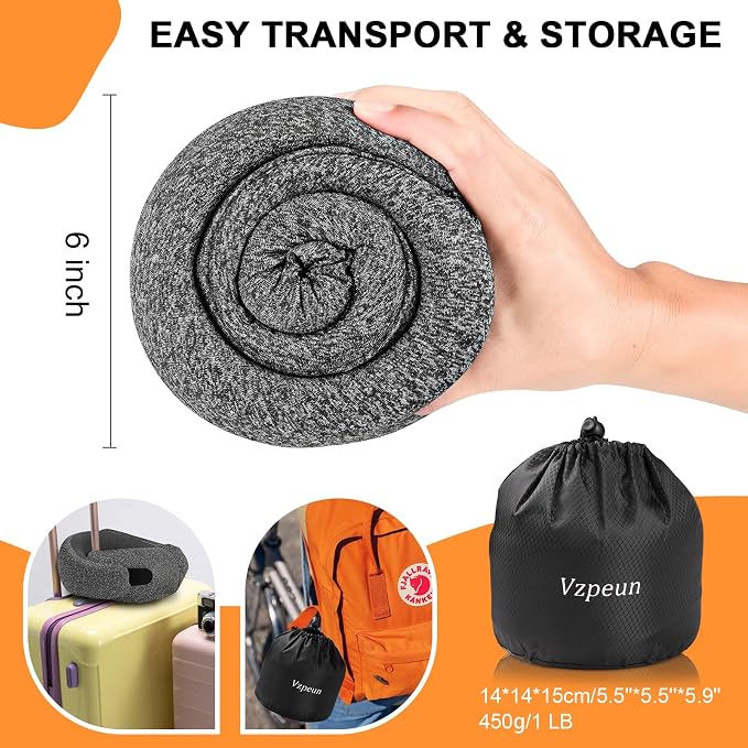 Travel Pillow - Hooded Neck Pillow Airplane Memory Foam Filling - Image 6