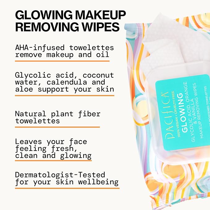 Pacifica Beauty | Glowing Makeup Remover Wipes | Gycolic Acid, Coconut Water - Image 7