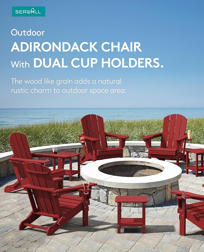 SERWALL Adirondack Chair with Cup Holders - Image 6