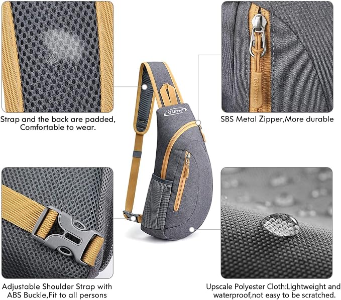 G4Free Sling Bag for Men Women, Small Crossbody Backpack Lightweight Chest - Image 3