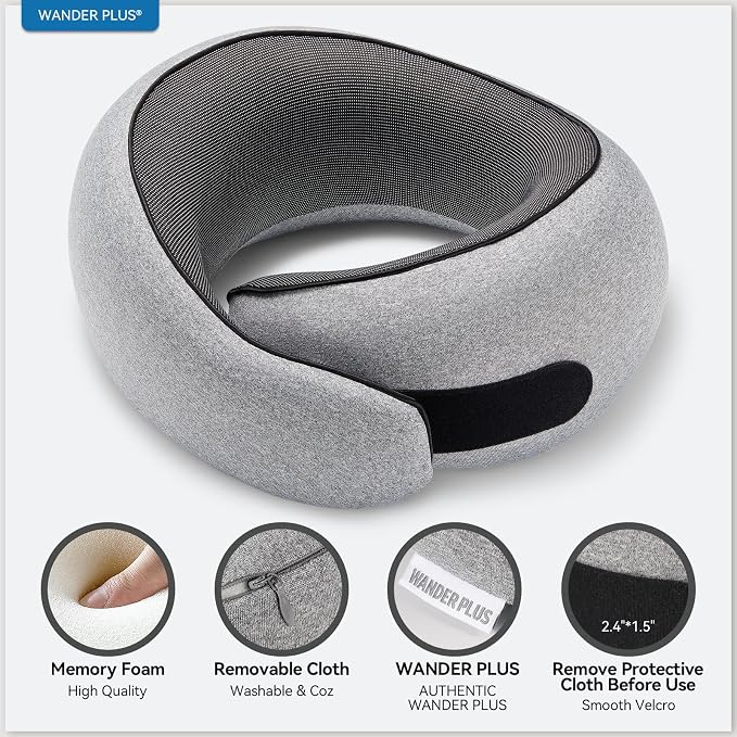 WANDER PLUS® Travel Neck Pillow, Pure Memory Foam Neck Pillow - Image 5