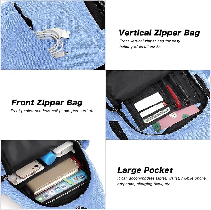 MOSISO Sling Backpack, Canvas Crossbody Hiking Daypack Bag - Image 4