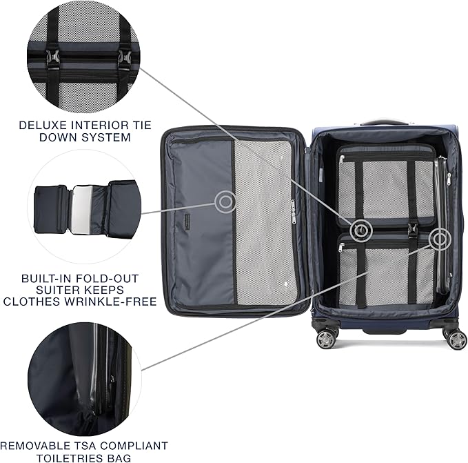 Travelpro Platinum Elite Softside Expandable Checked Luggage, 8 Wheel Spinner - Image 4