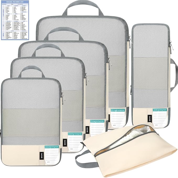 BAGAIL 6 Set/4 Set Lightweight Compression Packing Cubes by BAGAIL