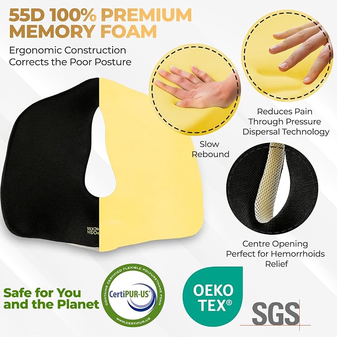Patented 55D Memory Foam Seat Cushion– Ergonomic Office Chair Cushion - Image 8
