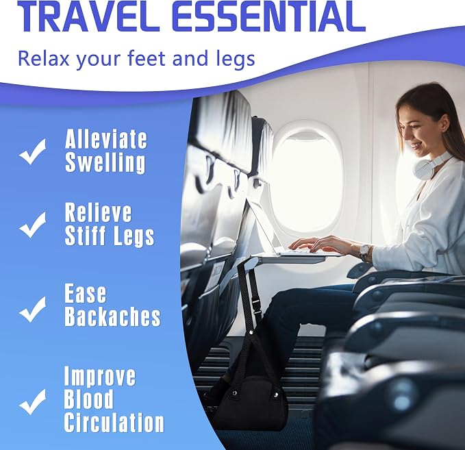 2-Pack Airplane Foot Hammock for Plane Travel - Image 2