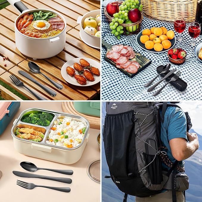 Travel Utensils with Case, 4-Piece Stainless Steel Portable Cutlery Set - Image 7
