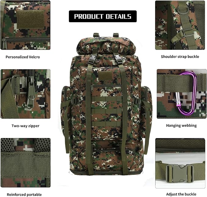 Hiking Backpack for Men 70L/100L Camping Backpack Military Rucksack Molle 3 - Image 3