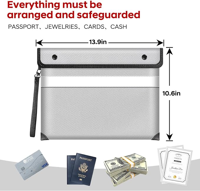 Fire Proof Bag For Documents, 5200°F Heat Insulated Fire Proof Pouch - Image 3